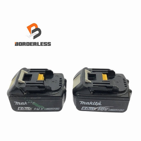 ☆中古品2点☆makita マキタ 18V 6.0Ah 純正 リチウムイオンバッテリー BL1860B ※充電回数70回と86回 残量表示付 蓄電池 雪マーク