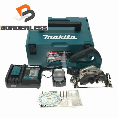 ☆未使用 ロゴに傷☆makita マキタ 18V 125mm 充電式マルノコ HS474DRGX 青 バッテリー2個(18V 6.0Ah)充電器 鮫肌 ケース付