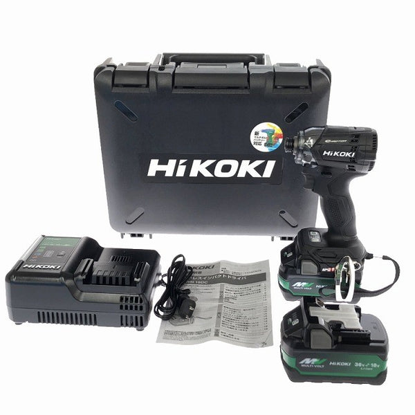 ☆未使用☆HiKOKI ハイコーキ コードレスインパクトドライバ WH18DC(2XPBZ) 黒 マルチボルトバッテリ2個(36V2.5Ah) 充電器 ケース120390 - 3