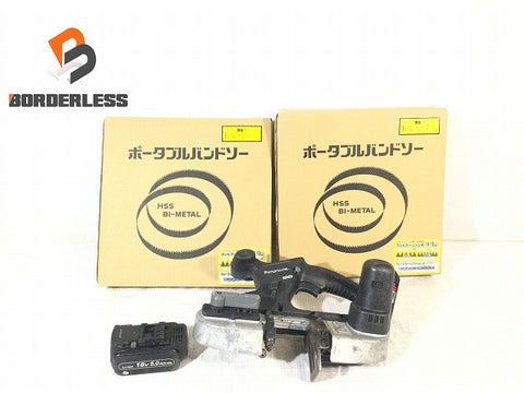 ☆中古品☆Panasonic パナソニック 14.4V/18V 充電バンドソー EZ45A5 バッテリ1個(18V5.0Ah) 替刃5枚 おまけ付 帯鋸切断機128800