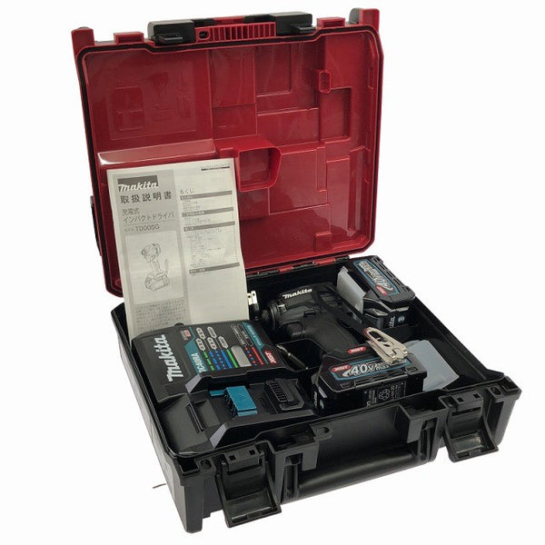 ☆未使用品☆makita マキタ 40Vmax 充電式インパクトドライバ TD005GRDXB 黒/ブラック バッテリ2個(2.5Ah) 充電器 ケース付135244 - 2