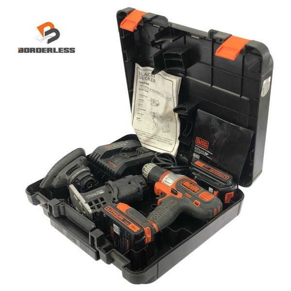 ☆中古品☆BLACK+DECKER 18V コードレスマルチツール EVO183B1 バッテリ2個(1.5Ah)充電器 ドリル サンダー ジグゾーヘッド付118065 - 1
