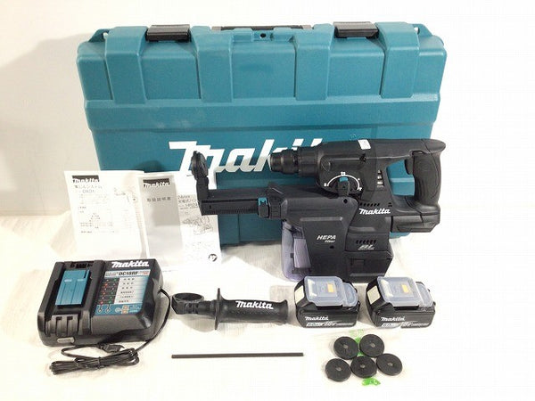 ☆未使用品☆makita マキタ 18V 24mm 充電式ハンマドリル HR244DGXVB 黒 集じんシステム(DX01) バッテリー2個 充電器 ケース付 115939115939 - 3