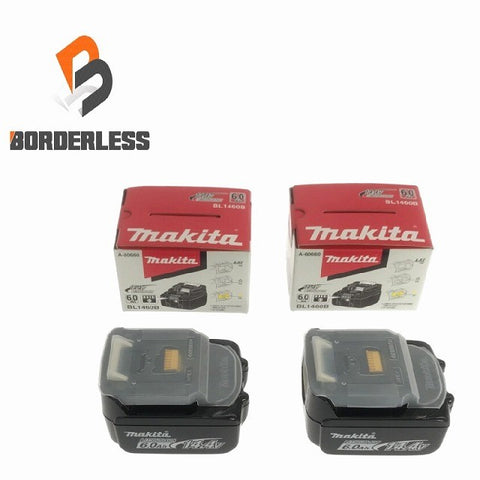 ☆未使用品 2個セット☆makita マキタ 14.4V 6.0Ah 純正リチウムイオンバッテリー BL1460B バッテリー残量確認 雪マーク
