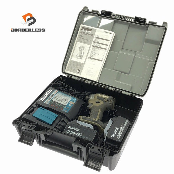 ☆中古品☆makita マキタ 18V 充電式インパクトドライバ TD173DRGXO オリーブ バッテリー2個(18V 6.0Ah)充電器 ケース付128091 - 1
