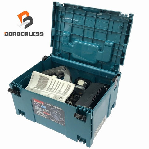 ☆極美品☆makita マキタ 18V 125mm 充電式マルノコ HS474DRGXB バッテリー2個(18V 6.0Ah)充電器 鮫肌 ケース付 丸のこ 丸鋸 112878