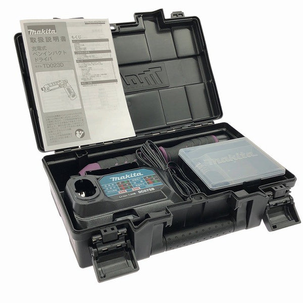 ☆未使用品 限定色☆makita マキタ 7.2V 充電式ペンインパクトドライバ TD023DHXAP 紫/パープル バッテリ2個(1.5Ah) 充電器 ケース135301 - 2