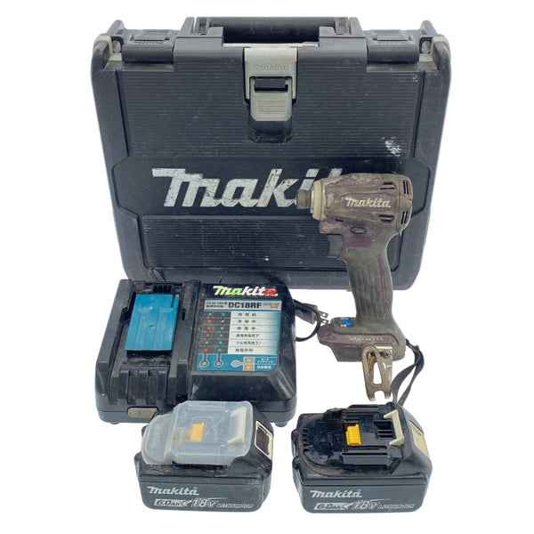 ☆中古品☆makita マキタ 18V 充電式インパクトドライバー TD172DGXAP 紫/パープル バッテリ2個(18V6.0Ah) 充電器 ケース付118118 - 3