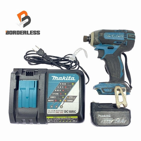 ☆中古品☆makita マキタ 14.4V 充電式インパクトドライバー TD138D 青/ブルー バッテリ1個(14.4V 3.0Ah) 充電器付 電動工具