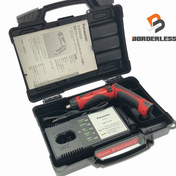 ☆極美品☆Panasonic パナソニック 3.6V 充電スティックドリルドライバー EZ7410 赤/レッドバッテリ3個(1.5Ah)充電器+ケース - 2