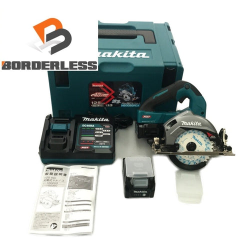 ☆未使用品☆makita マキタ 40Vmax 125mm 充電式マルノコ HS005GRDX 青 バッテリ2個(40Vmax2.5Ah) 充電器 ケース付 コードレス