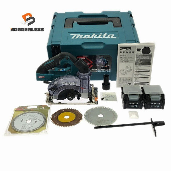 ☆中古品☆makita マキタ 40Vmax 125mm充電式防じんマルノコ KS002GRDX 青/ブルー バッテリー2個(2.5Ah) ケース付 丸ノコ133869 - 1