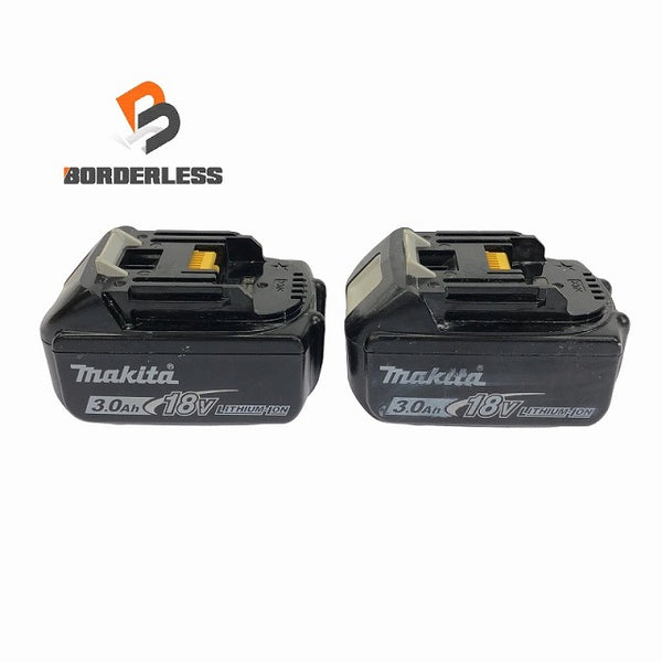 ☆中古品2点※充電回数12回と19回☆makita マキタ 18V 3.0Ah 純正 リチウムイオンバッテリー BL1830B 残量表示付 蓄電池 充電池 - 1