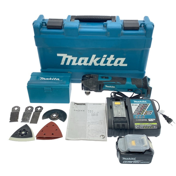 ☆中古品☆makita マキタ 18V 充電式マルチツール TM51D バッテリー(18V 6.0Ah) 充電器 アタッチメント ケース付き118107 - 3