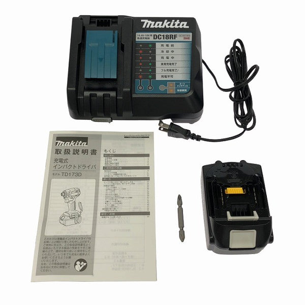 ☆未使用品 バッテリ1個☆makita マキタ 18V 充電式インパクトドライバ TD173D 青/ブルー バッテリー1個(18V 6.0Ah) 充電器135991 - 9