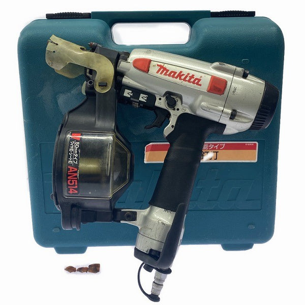 ☆中古品☆makita マキタ 50mm 高圧 エア釘打機 AN514 ケース付 エア釘打ち機 ロール釘打機 ロール釘打ち機 コイルネイラ131408 - 3