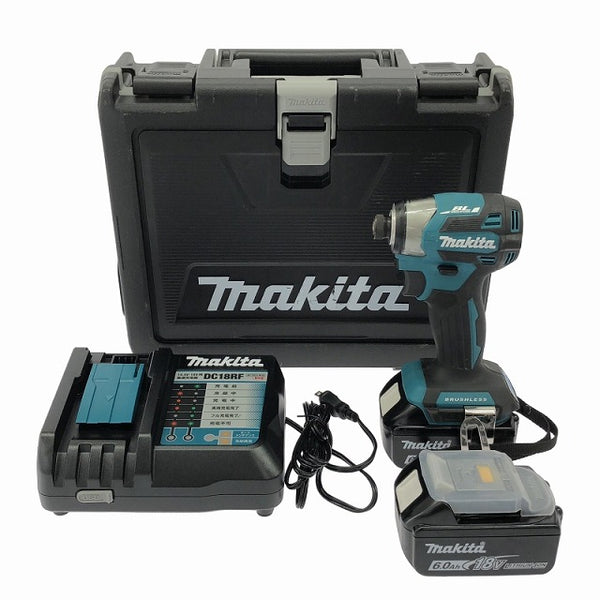 ☆美品☆makita マキタ 18V 充電式インパクトドライバー TD173DRGX 青/ブルー バッテリ2個(18V6.0Ah) 充電器 ケース付 コードレス114307 - 3