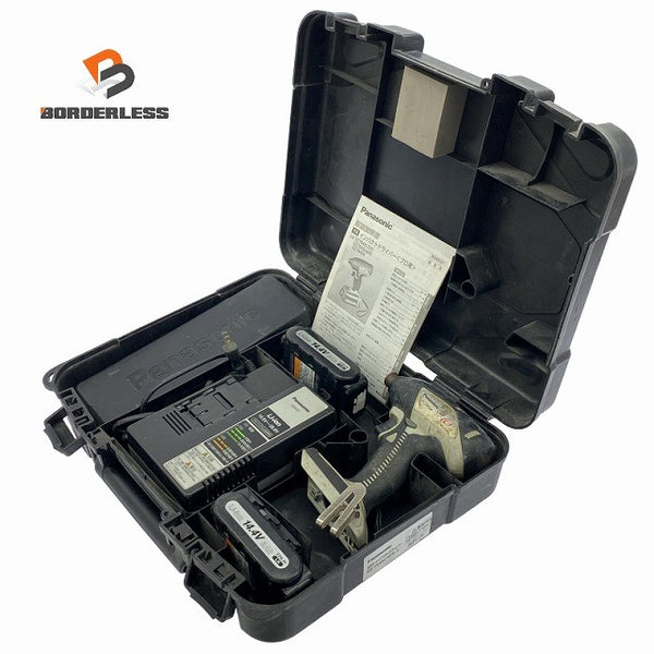 ☆中古品 コメント必読☆Panasonic パナソニック 14.4V 充電インパクトドライバ EZ7543 バッテリー2個 充電器 ケース付 締付け130508 - 1