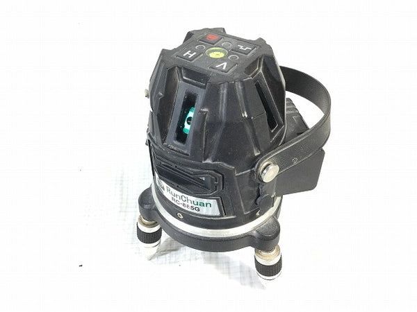 ☆中古品☆RunChuan 5ライン グリーンレーザー墨出し器 RC-885G バッテリ1個 充電ケーブル ケース付 レーザー墨出し機 - 5
