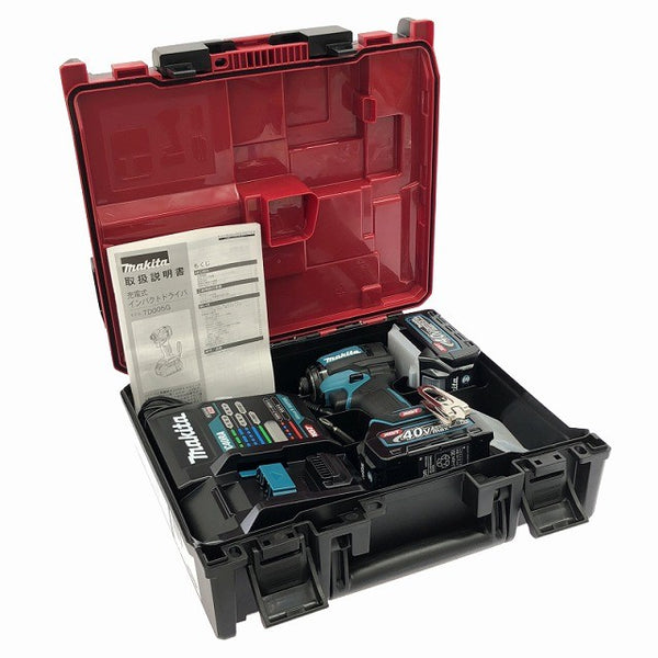 ☆未使用品☆makita マキタ 40Vmax 充電式インパクトドライバ TD005GRDX 青/ブルー バッテリ2個(2.5Ah) 充電器 ケース付132936 - 2