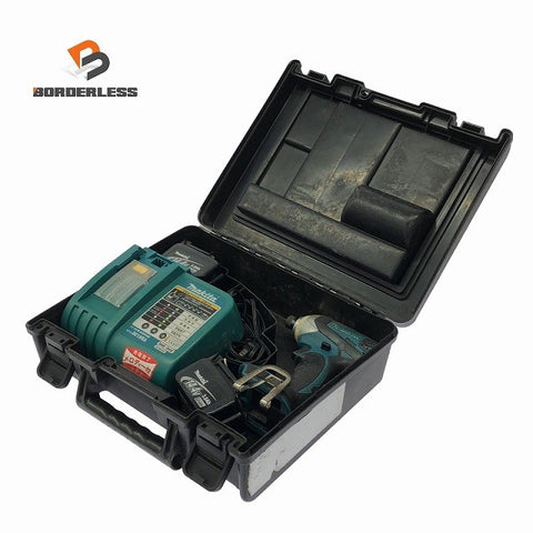 ☆中古品☆makita マキタ 14.4V 充電式インパクトドライバー TD132DRFX 青/ブルー バッテリ2個(14.4V3.0) 充電器 ケース付119002