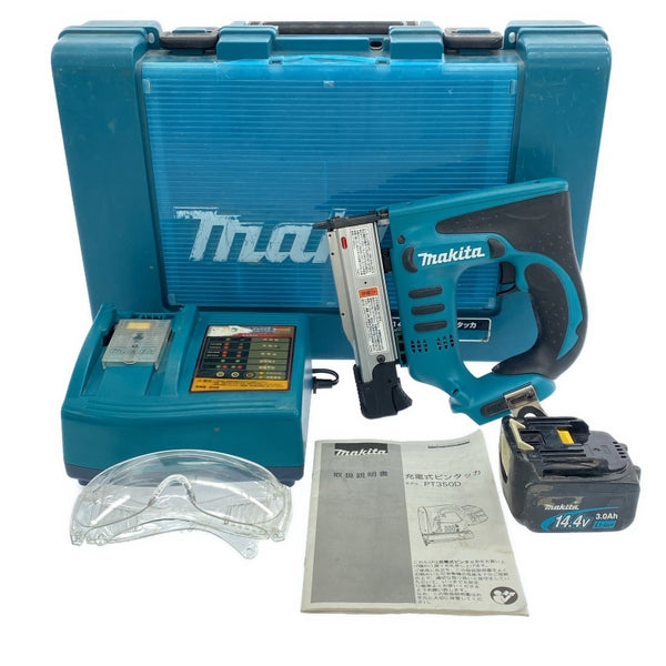 ☆中古品☆makita マキタ 14.4V 充電式ピンタッカ PT350D バッテリー1個(14.4V 3.0Ah) 充電器 ケース付き118771 - 3