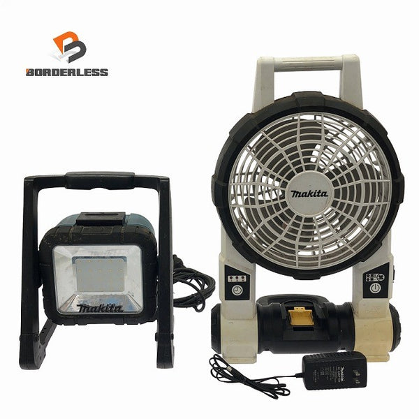 ☆中古品 2点☆makita マキタ 14.4V/18V 充電式ファン CF201D 本体+ACアダプター LEDスタンドライト ML805135860 - 1