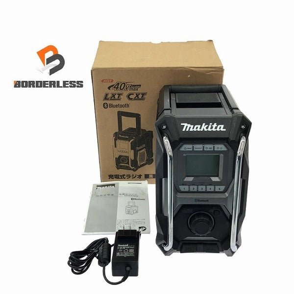 ☆美品☆makita マキタ 10.8V/14.4V/18V/40Vmax/100V 充電式ラジオ MR002G 黒 本体 アダプター Bluetooth コードレス 現場ラジオ 116704 - 1