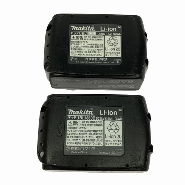 ☆中古品2個セット☆makita マキタ 18V 6.0Ah 純正 リチウムイオンバッテリー BL1860B 残量表示付 急速充電対応 蓄電池 充電池 雪マーク135736 - 10