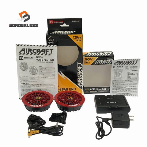 ☆極美品セット☆ BURTLE バートル エアークラフトリチウムイオンバッテリー AC09 黒/スパイダーレッド136593