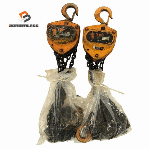 ☆中古品2個セット☆KITO キトー チェーンブロック M3形 CB010 荷重1.0ton/1ton 揚程2.5m 手動式 チェンブロック 吊り具 荷揚げ136499