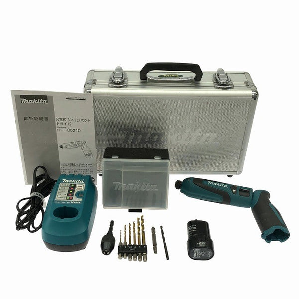 ☆比較的綺麗☆makita マキタ 7.2V 充電式ペンインパクトドライバー TD021D 青/ブルー バッテリ1個 充電器 ケース付 コードレス132534 - 3