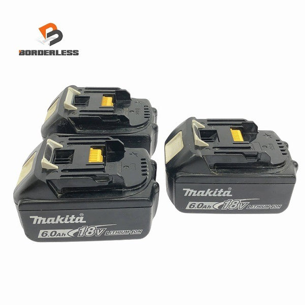 ☆中古品☆makita マキタ 18V 6.0Ah 純正 リチウムイオンバッテリー BL1860B(残量表示付)×2台 BL1850×1台 蓄電池136849 - 1