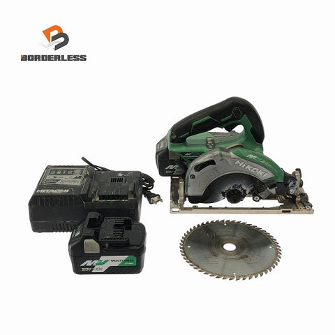 ☆中古品☆HiKOKI ハイコーキ 36V 165mm コードレス丸のこ C3606DA バッテリ2個(36V2.5Ah)充電器付 充電式マルノコ123762