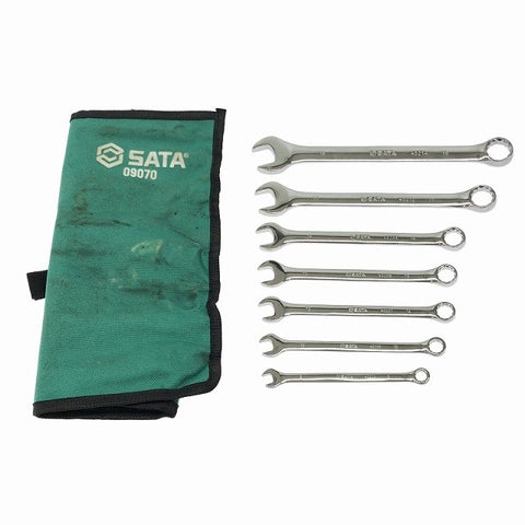 ☆美品☆SATA サタツール コンビネーションレンチセット 7本組 09070 8～19mm 片目片口スパナ コンビレンチ コンビスパナ116749 - 0