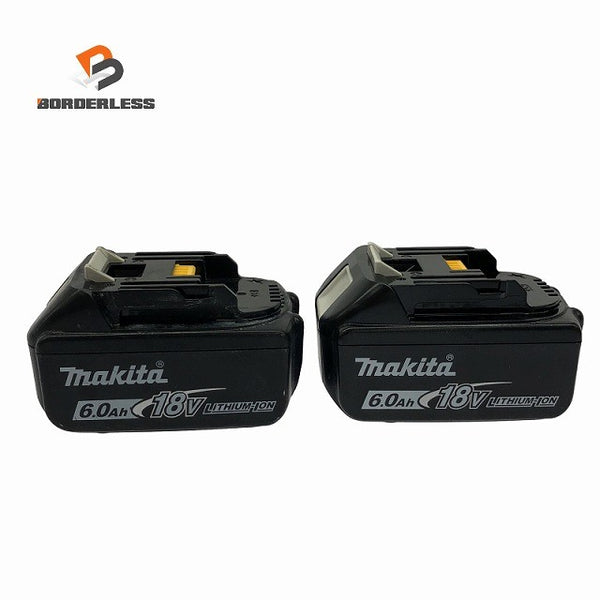 ☆比較的綺麗2個※充電回数2回と3回☆makita マキタ 18V 6.0Ah 純正 リチウムイオンバッテリー BL1860B 雪マーク 残量表示付127919 - 1