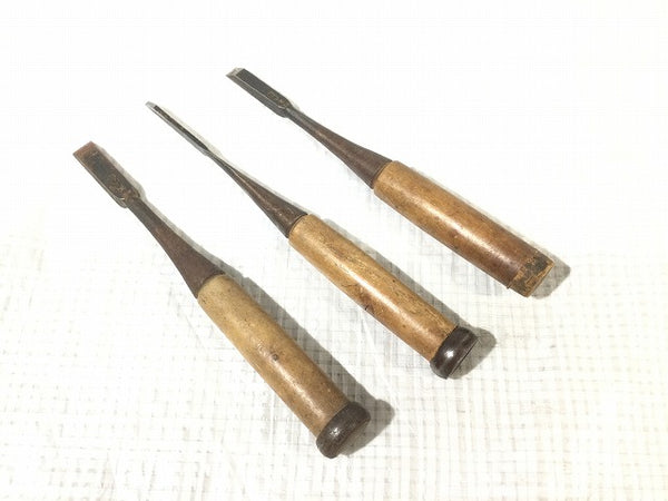 ☆中古品☆瓢箪 ひょうたん印 追い入れ鑿 9本セット 1分/3mm～1寸6分/48mm 追入れ鑿 叩き鑿 ノミ のみ 大工道具 木材加工111144 - 2