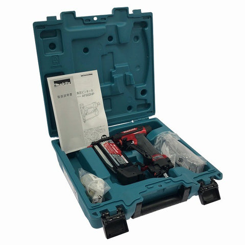 ☆未使用品☆makita マキタ 50mm 高圧 ピンタッカ AF502HP 赤 ケース付 ピンネイラ ピン釘打機 ピン釘打ち機 エア工具135782 - 0