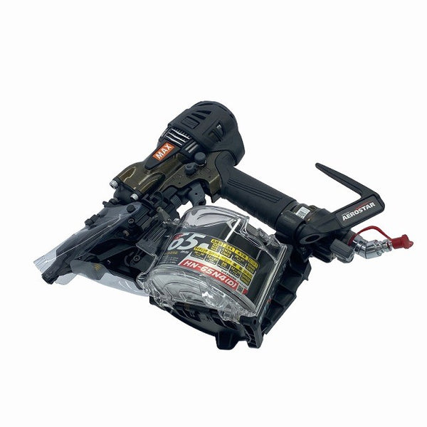 ☆未使用品☆ MAX マックス 高圧 65mm釘打機スーパーネイラ コイルネイラ HN-65N4 ( D ) アンバーオリーブ エアロスター - 4