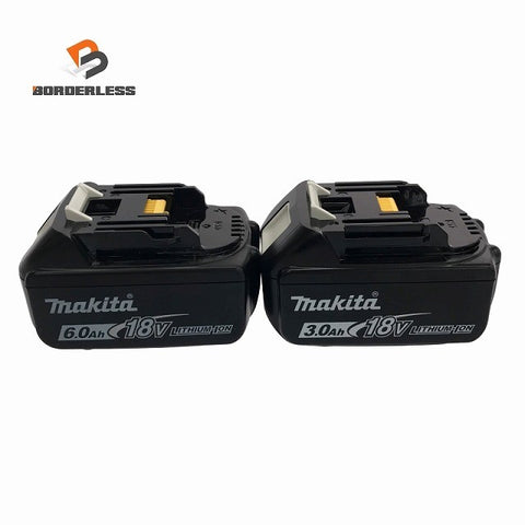 ☆比較的綺麗 2点セット☆makita マキタ 18V 6.0Ah 純正 リチウムイオンバッテリー BL1860B 18V3.0Ah BL1830B 残量表示付123961