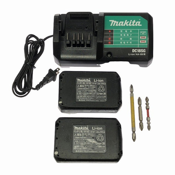 ☆中古品☆makita マキタ 18V 充電式インパクトドライバー MTD002DSX バッテリー2個(1.5Ah) 充電器 ケース ビット3本付129568 - 10