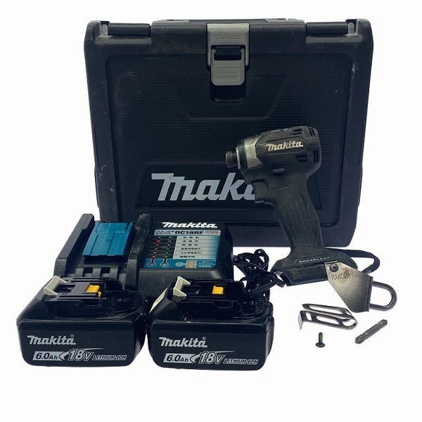☆中古品☆makita マキタ 18V 充電式インパクトドライバー TD173DRGXB バッテリー2個(18V 6.0Ah)充電器 ケース付き コードレス131634 - 3