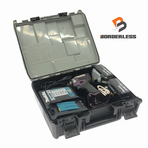 ☆中古品☆makita マキタ 18V 充電式インパクトドライバ TD173DGXAP 紫/パープル バッテリー2個(18V 6.0Ah) 充電器 ケース付 - 0