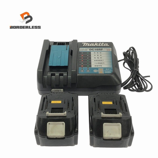 ☆中古品3点☆makita マキタ 18V 6.0Ah 純正 リチウムイオンバッテリー BL1860B 2個 残量表示付 充電器 DC18RF 蓄電池137174 - 1