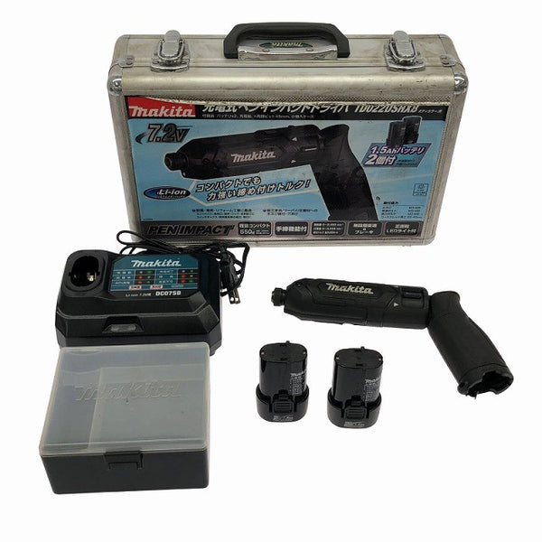 ☆中古品☆makita マキタ 7.2V 充電式ペンインパクトドライバー TD022DSHXB 黒/ブラック バッテリ2個(1.5Ah) 充電器 ケース付135321 - 3