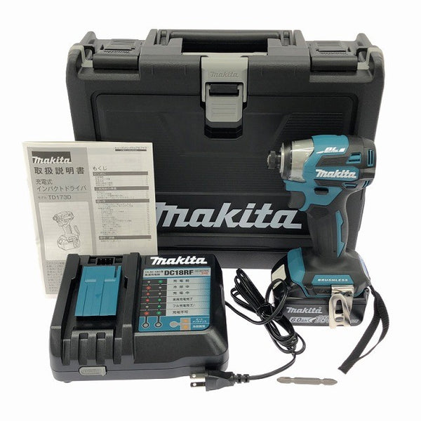 ☆未使用品 バッテリ1個☆makita マキタ 18V 充電式インパクトドライバ TD173D 青/ブルー バッテリー1個(18V 6.0Ah) 充電器135991 - 3