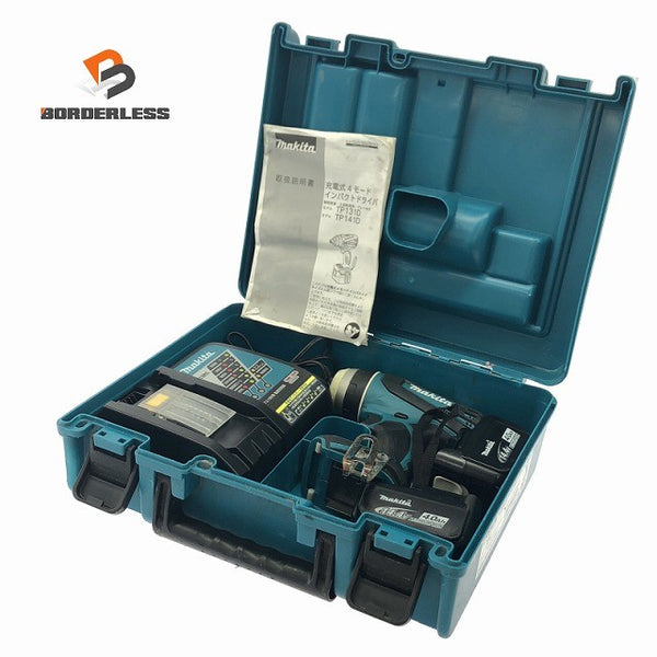☆中古品☆makita マキタ 14.4V 充電式4モードインパクトドライバ TP131DRMX バッテリー2個(4.0Ah)充電器 ケース付138129 - 1