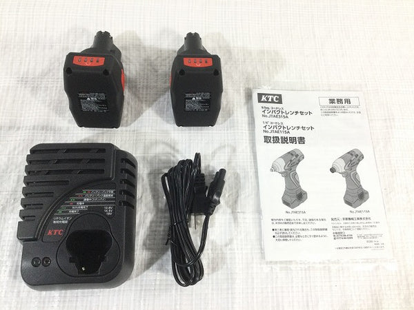 ☆未使用品☆KTC ケーティーシー 9.5sq.14.4Vコードレスインパクトレンチ JTAE315A バッテリ2個 充電器 - 10