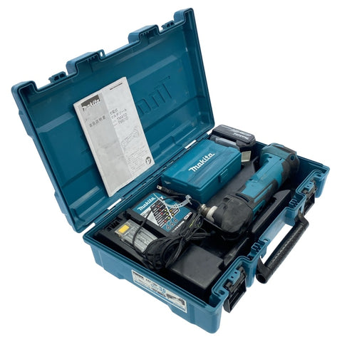 ☆中古品☆makita マキタ 18V 充電式マルチツール TM51D バッテリー(18V 6.0Ah) 充電器 アタッチメント ケース付き118107 - 0