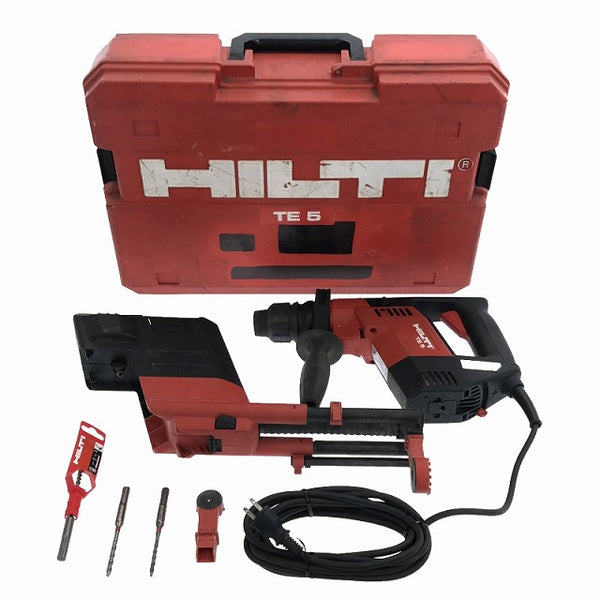 ☆中古品☆HILTI ヒルティ 100V ハンマードリル TE5 集じんシステム(TE5-DRS) ケース付 コード式 ハンマドリル 穴あけ 穿孔 - 4